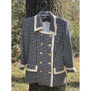 Cream and Navy Polka Dot Vintage Jacket and Skirt